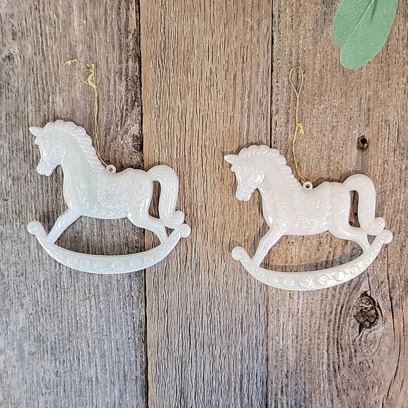 Rocking Horse Christmas ornament McCrory Co 1986 set of 2 - Picture 2 of 6